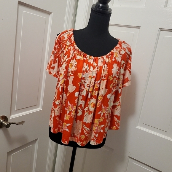 NWT Free People Strawberry Combo Baja Babe Cold Shoulder Top Size XS Ret. $78 - Picture 2 of 13